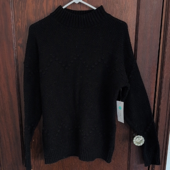 New With Tags Pink Clover Stitch Fix Gabriel Mock Neck Textured Sweater Size Med - Picture 1 of 6